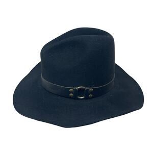 Frye Black Wool Felt Cowboy Hat with harnes sz S